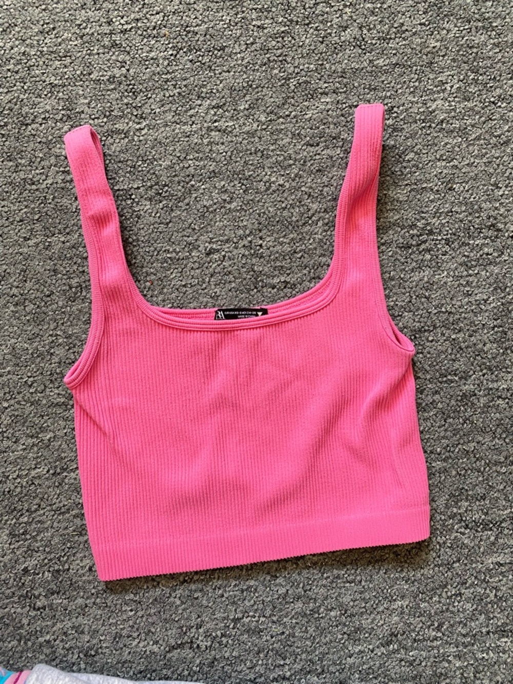 Zara Hot Pink Ribbed Square-Neck Crop Tank